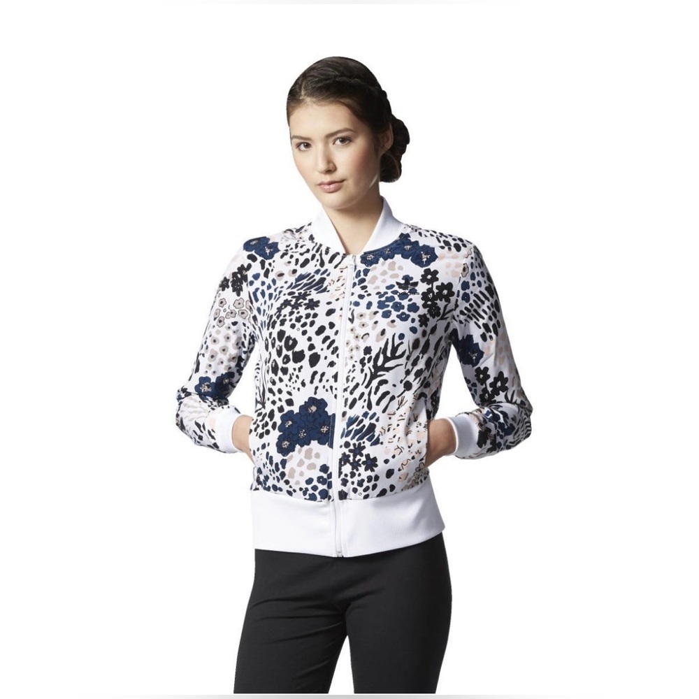 Adidas Women's Floral Animal Print Full Zip Track Jacket Size L